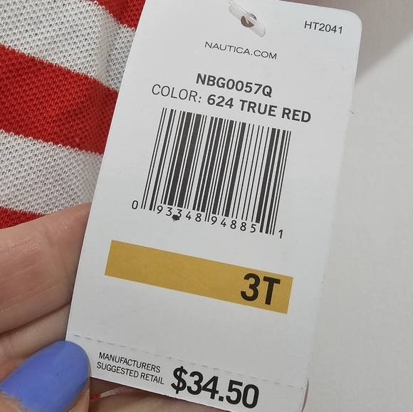 Nautica Girls Red & White Stripe Polo Dress Size 3T NWT - Picture 10 of 14